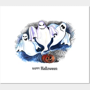 Happy Halloween Ghosts Posters and Art